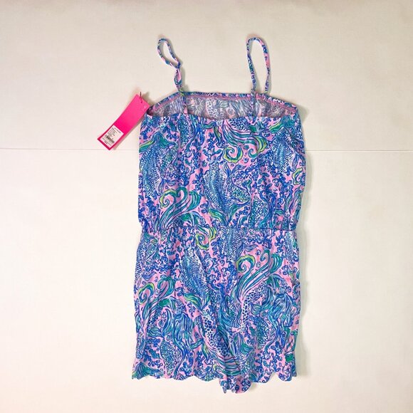 NWT Lilly Pulitzer Girls Mini Jace Romper in Lilac Rose/We Mermaid It Print, Siz - Picture 3 of 6